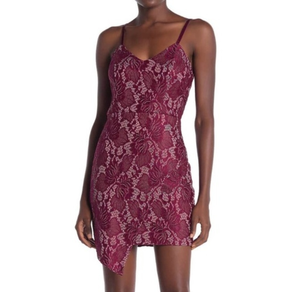 Bailey Blue‎ women XL burgundy metallic lace dress club party